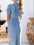 'Pinefold' Short Sleeve Denim Dress - Celes Fashion
